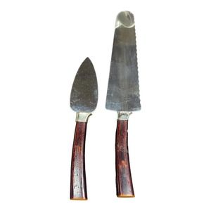 Vintage Amway Lot Of 2 Cheese Spreader And Knife Faux Wood Bakelite Handle